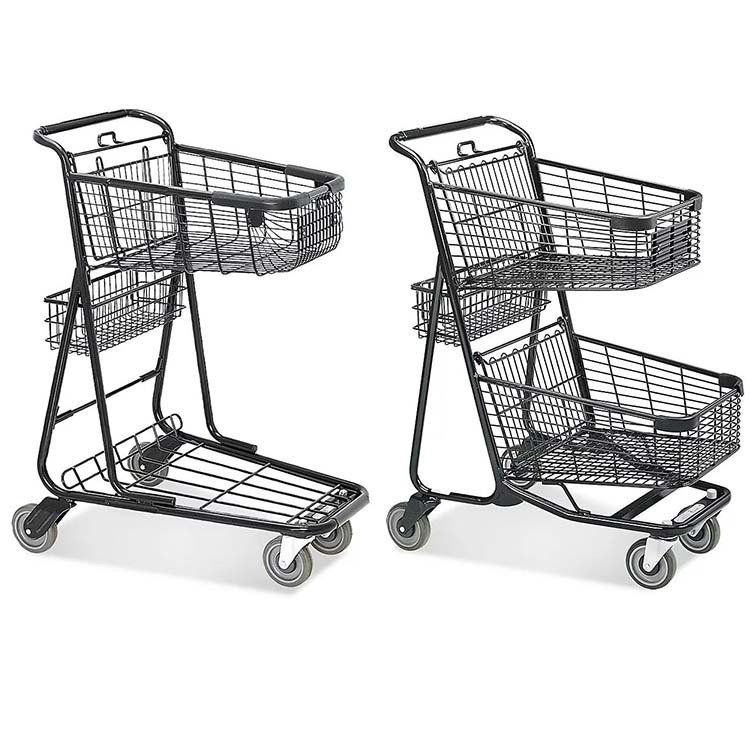 Grey Double Deck Shopping Trolley