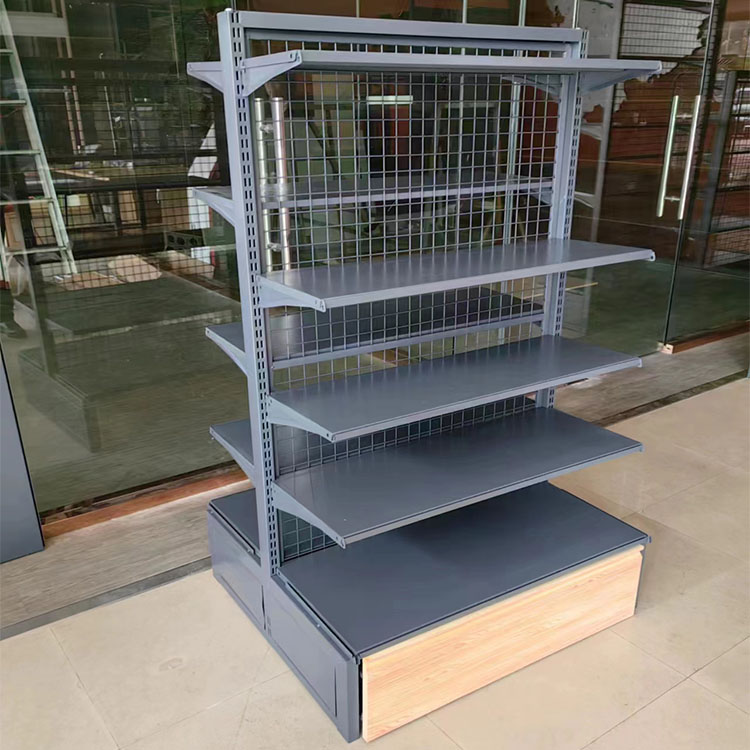 Grey Wire Mesh Shelf with Base Cabinet
