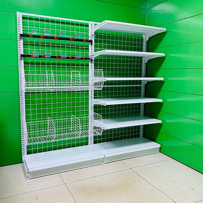 Single-sided Wire Mesh Shelf with Hooks