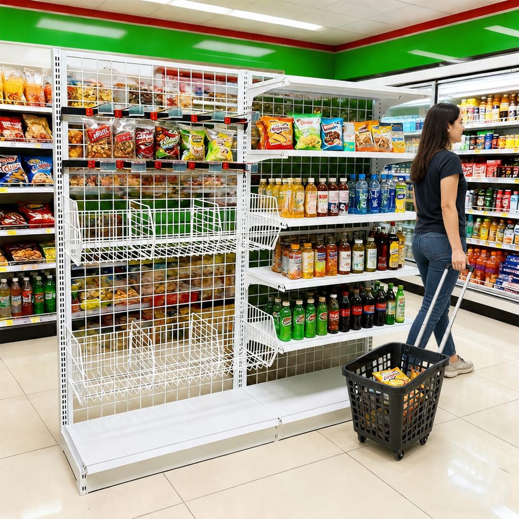 Wire mesh shelving